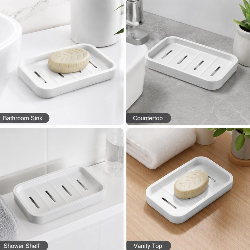 Draining Soap Dish 2-Pack – Holder for Bathroom & Kitchen