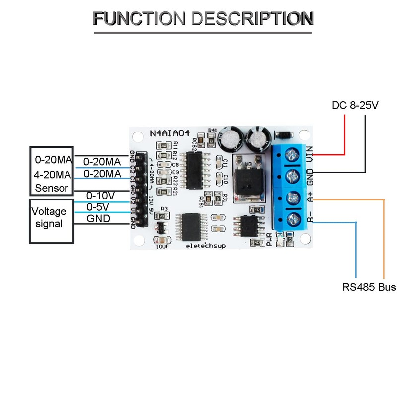 DAOKI DC 12V 4-20mA 0-5V 0-10V Voltage Signal Acquisition RS485