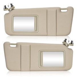 Left Driver & Right Passenger Side Sun Visor with Light Fit for Toyota Camry 2007 2008 2009 2010 2011 Beige Replace # ‎74320-06800-B0 74310-06770-B0 (1 Pair)