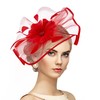 Zinniday Women Fascinators Hat Headband - Red Victorian 2025 Feather