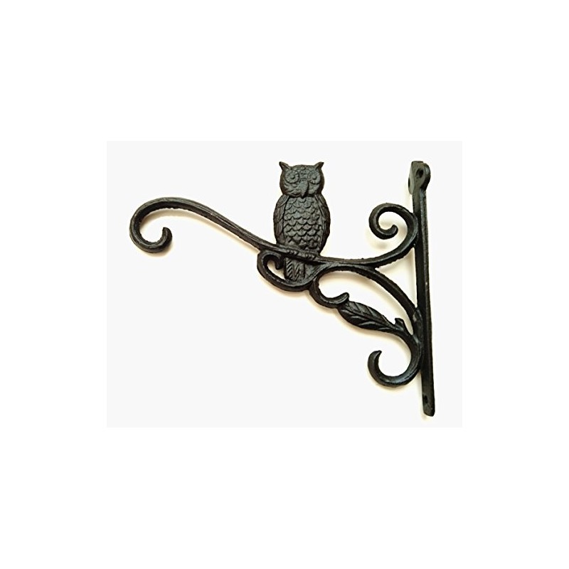 Spring life Cast Iron Ornate Owl Hanging Flower Basket Bracket