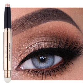 Glitter Eyeshadow Metallic Eye Shadow Stick,Pearl Shimmer Dual-Ended Eyeshadow Eye Brightener Highlighting Pen,High Pigmented,Cruelty Free,Smooth Easy To Color For Sensitive Eyes Makeup (#03)