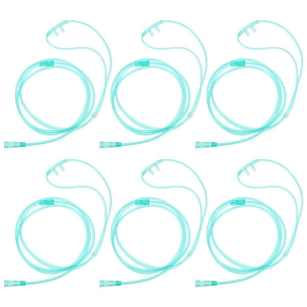 Healifty 6pcs High- Flow Nasal Oxygen Cannula Standard Connector Crush Resistant Oxygen Tubes Assorted Color