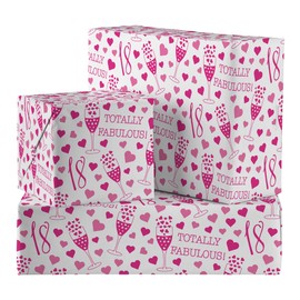 Hunts England - 5 Sheets Of 18th Birthday Fabulous Fun Wrapping Paper For Her - Includes 5 Gift Tags - Age 18 Female Folded Gift Wrap - Still Totally Fabulous Collection - Age Eighteen Gift Wrap
