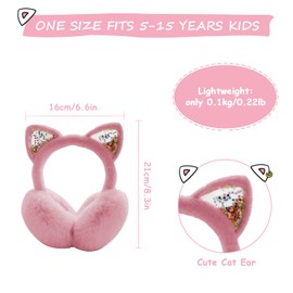 SEDEX Kids Ear Muffs Winter Warm Fluffy Earmuffs Soft Plush Ear Covers Cute Cat Foldable Ear Warmers for Boys Girls Toddlers