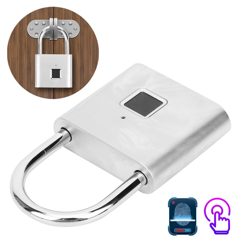 Smart Fingerprint Padlock USB Rechargeable Security LED Lock for Backpack