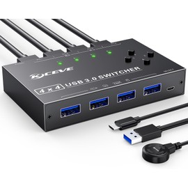 USB 3.0 Switch 4 Computers,Camgeet 4 Port USB Switch Selector Sharing 4 USB Devices,Keyboard Mouse Switch,USB Switcher Compatible with Mac/Windows/Linux,Wired Remote and 4 USB 3.0 Cable Included