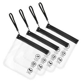 Alnicov Pack of 4 Aeroplane Bag Liquids Leak-Proof Airport Safety Approved Liquid Bags 20 x 20 cm Travel Cosmetic Bag Transparent and Waterproof with Handle