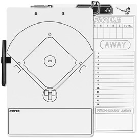 HIGHRAZON Baseball Coaches Clipboard, White Double-Sided Dry Erase Coach Clipboard, Softball Whiteboard for Coaches, Lineup White Board with Marker for Coaches Gift