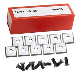 glryd Carbide Reversible Plates, Reversible Plates, 10 Pieces Replacement Blades, 12 x 12 x 1.5 mm, 35°, Square Sharpened, for Wood Turning Tools