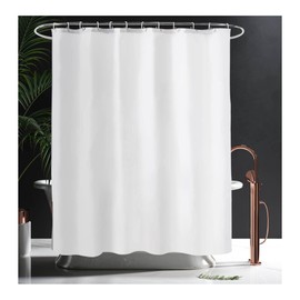 Hayrets White Shower Curtain, Extra Wide, 250 x 230 cm, Extra Length for Bathtub and Shower in the Bathroom, Bath Curtain, Anti-Mould and Waterproof, Made of Fabric, 100% Polyester, Washable with