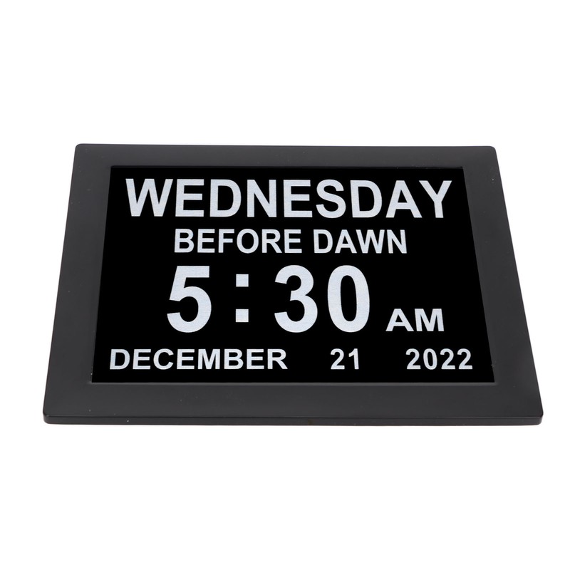8inch Digital Day Calendar Clock Alarm Reminders Auto Dimming Large