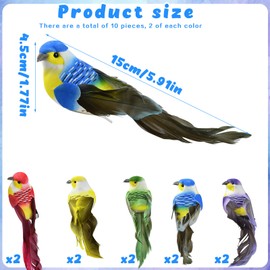 HNBTX Decorative Bird, Decorative Birds with Clip, Pack of 10 Birds Decorative Figures, Mini Bird Decorative Figure for Garden, Spring, Party Decoration