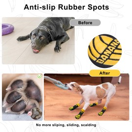 BEAUTYZOO Non-Slip Dog Socks to Prevent Licking Paws, Dog Shoes for Hot Pavement, Paw Protector Traction on Wood/Hardwood Floors- Grip That Works Even When Twisted-Senior Small Medium Large Dog Boots