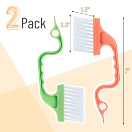 Slick- Window Track Cleaning Brush, 2 Pack, Orange/Green Ergonomic Handle, Built-in Scraper, Multipurpose, Window Track Cleaning Tools