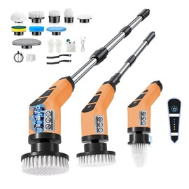 Electric Cleaning Brush, Electric Grout Brush, Electric Cleaning Brush with 10 Interchangeable Drill Brush Heads, Electric Cleaning Brush with Adjustable Handle for Bathroom, Kitchen, Car, Floor