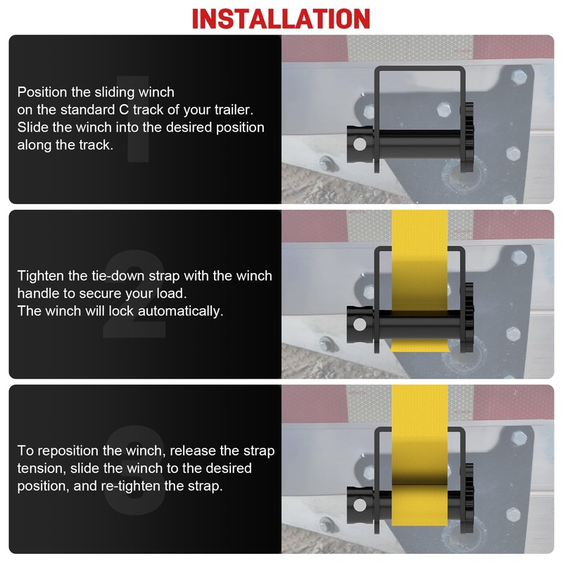 Sliding Winch for Utility Trailer for Flatbed Semi Truck Use