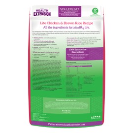 Health Extension Lite Chicken & Brown Rice Dry Dog Food (4 lb / 1.81 kg) - Low-Fat Formula with Glucosamine, Probiotics & Omega 3 for Overweight, Spayed, Neutered, or Senior Dogs (Pack of 4)