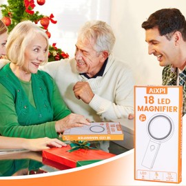 AIXPI 30X 10X Magnifying Glass with Light and Stand, Large Lighted Magnifying Glass 18 LED Illuminated Handheld Magnifier Folding for Reading, Close Work, Coins, Jewelry, Macular Degeneration