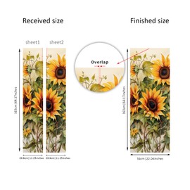 LiveInUrban Self Adhesive Leather Effect Textured Vinyl Refrigerator Mural, Peel and Stick Yellow Floral Fridge Decals Sticker for Living Room Kitchen Home Decor, Clear Sunflower, 11.25"X64.17"X2PCS