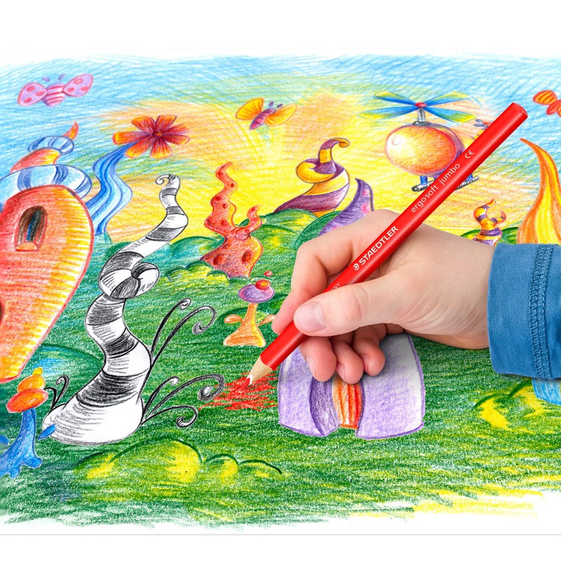 STAEDTLER dicke Buntstifte ergo soft jumbo, erhöhte Bruchfestigkeit, dreikant, ABS-System,