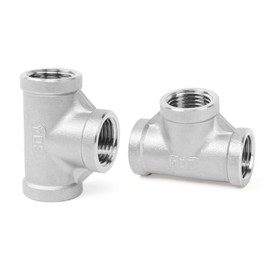 ChillWaves 304 Stainless Steel Pipe Fitting, Tee 3/8" x 3/8" x 3/8" NPT Female Thread Adapter(2-PACK)