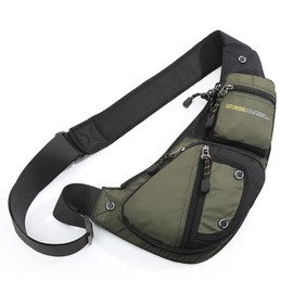 KPYWZER Nylon Sling Bag for Men Chest Bag Bicycle Travel Gym Backpack Daypack Crossbody Shoulder Bag Hiking Army Green
