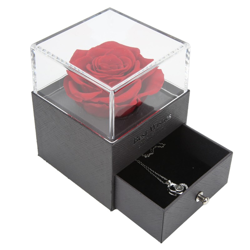Necklace with Rose Gift Box Exquisite Appearance Preserved Flower Gift