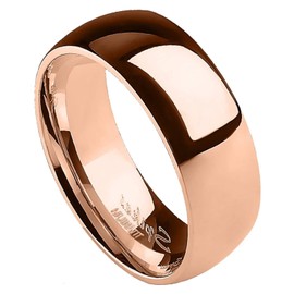 Fantasy Forge Jewelry Titanium Copper Coffee Color Minimalist Ring Womens Mens Rose Gold Wedding Band Anniversary Promise Size 5-13 (9)