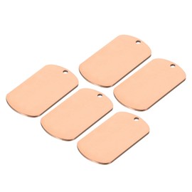 MECCANIXITY Metal Blank Tags Stamping, 1.6"x0.94" Rose Gold Stainless Steel Blank Dog Tags DIY Engraving Blank Tags for Pet Dog ID Tags, Pendant Decoration, Craft Tags, Pack of 5