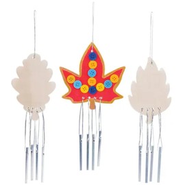 Baker Ross AV366 Leaf Wooden Windchimes, Perfect for Children to Design and Decorate, Ideal for School, Home Craft Group Activities (Pack of 4), Assorted