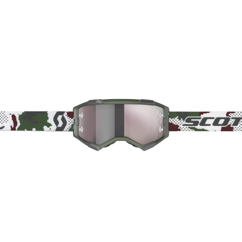 Scott Motocross Fury Dark Green/White Silver Chrome Lens