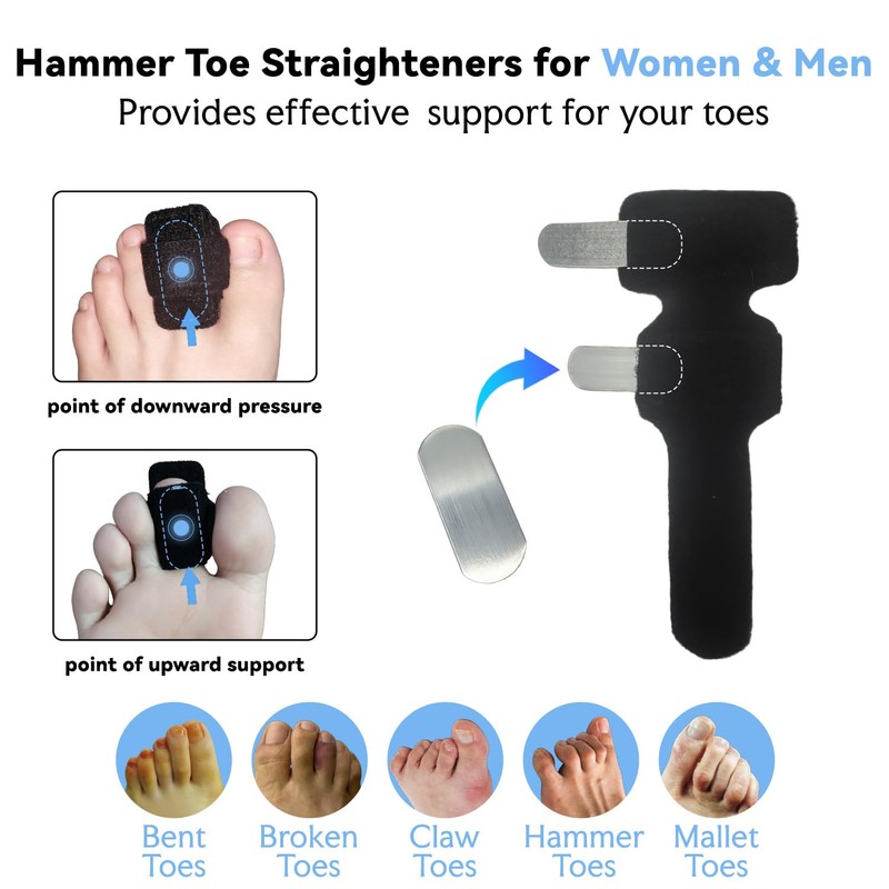 yilenxuri Hammer Toe Straightener with Removable A luminum Splint，2pcs