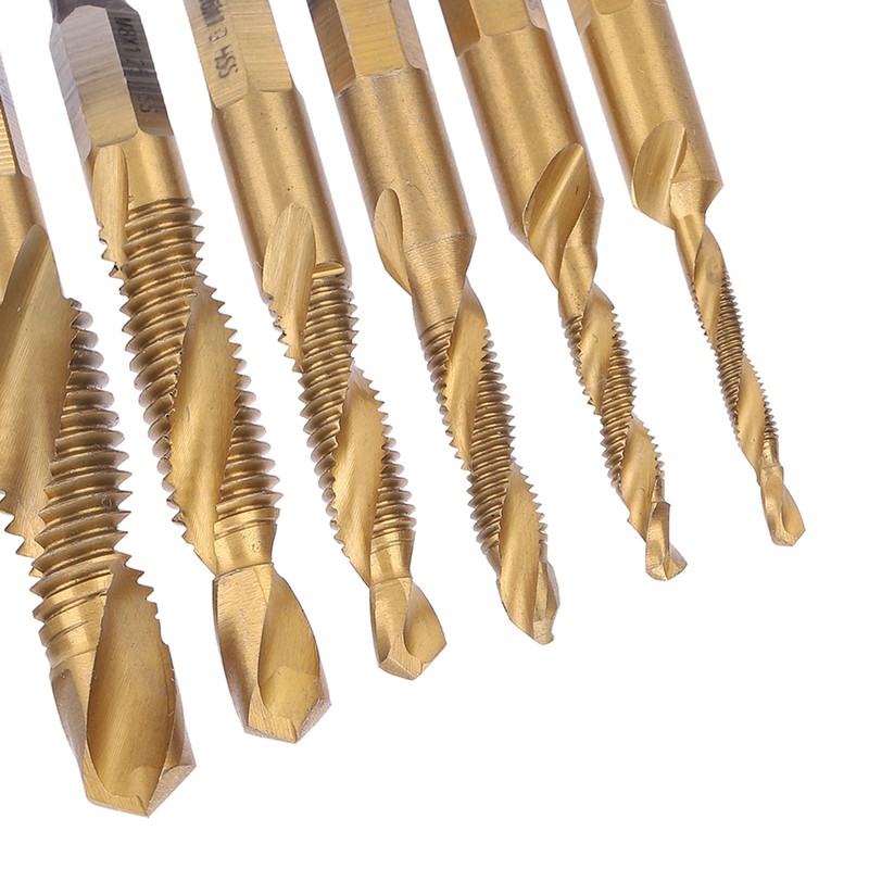 6pcs Screw Tap Drill Bits Kit 6542 High Speed Steel