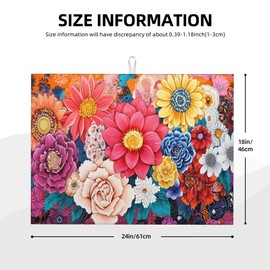 Boho Floral Dish Drying Mat For Kitchen Counter Microfiber Super Absorbent Non-Slip Dish Drying Pad For Countertops Dishes Utensils Stylish Quick-Dry Machine Washable 18x24 Inch