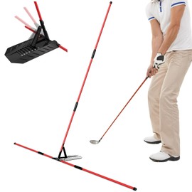 Eikovia Pro Golf Alignment Sticks System with Angle Adjustment Plate, Golf Trainer Aid Teaching Equipment for Angle Adjustment, Aiming, Putting, Swing, Golf Accessories for Men Women(Red)