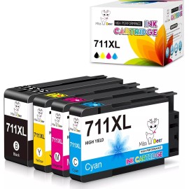 Miss Deer Xl 4Pack Ink Cartridges For Hp 711 711Xl Black Cyan Magenta Yellow