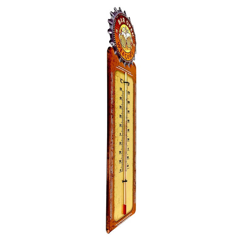 Crispe Analogue Indoor/Outdoor Thermometer 'Bar Open' Metal 45 x 12