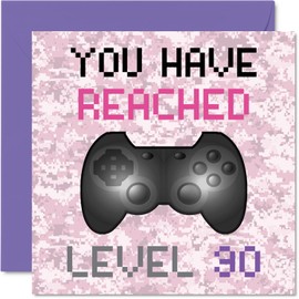 Stuff4 30th Birthday Card for Player - You Have Reached Level 30 - Birthday Cards for Women, Girls Birthday Cards, Birthday Greeting Cards, Video Game Gaming, 145mm x 145mm