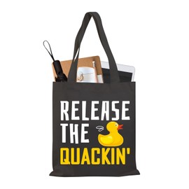 BDPWSS Rubber Duck Tote Bag - Duck Lover Gift, Release The Quacking Yellow Ducks Handbag for Duck Owner Mom (Release Quacking BLTG CA)