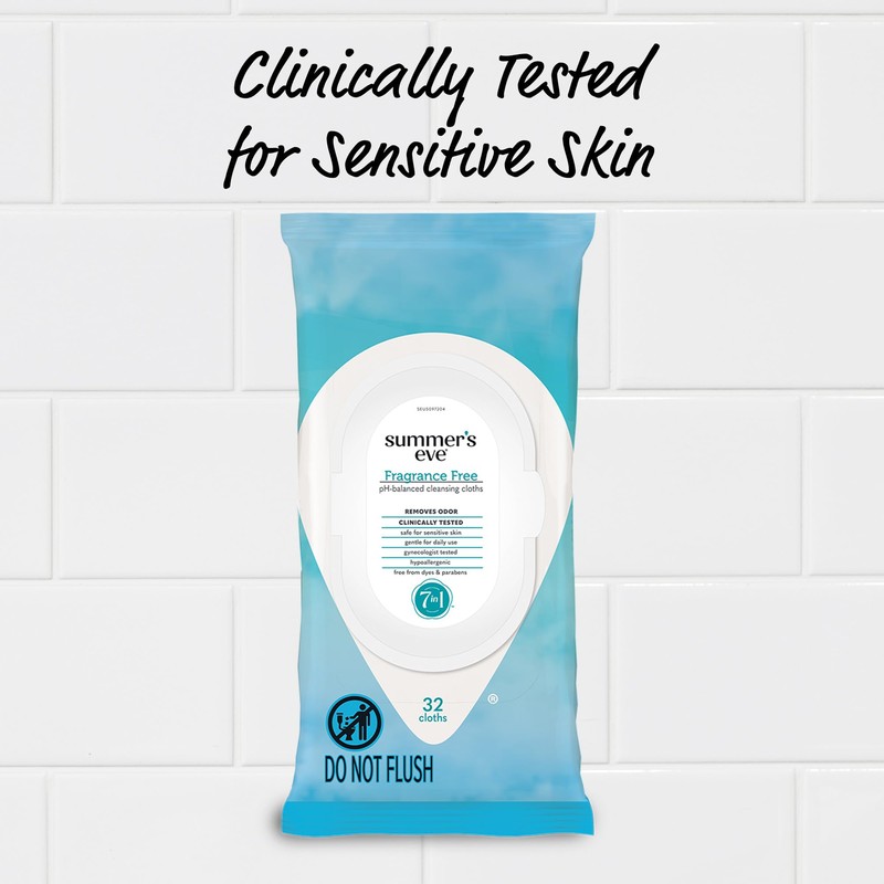 Summer's Eve Feminine Wipes, Fragrance Free, Vaginal Wipes with Gentle