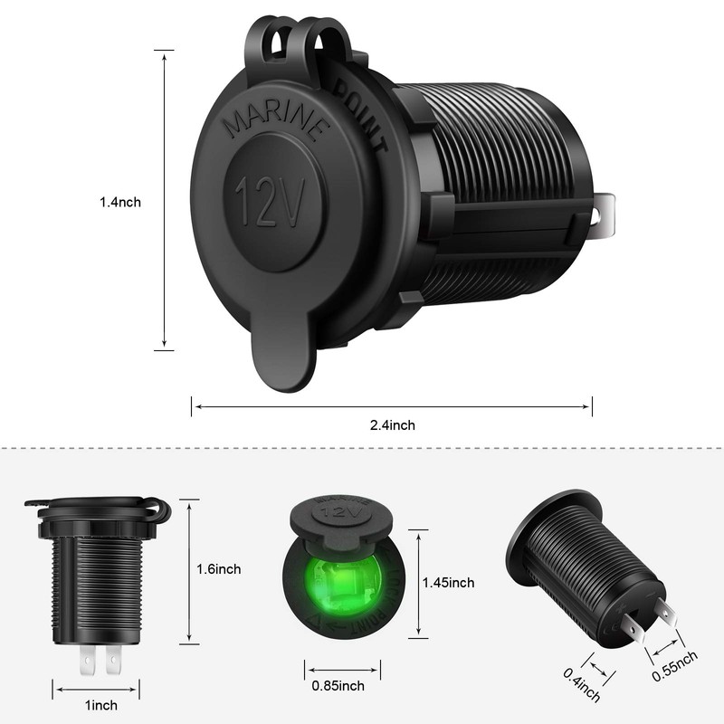 Cigarette Lighter Socket Car Marine Motorcycle ATV RV Lighter Socket