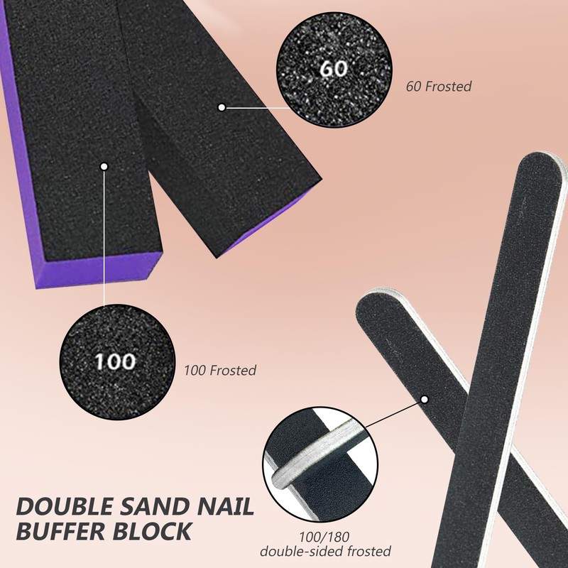 SKYPIA 4 Pack Black Nail File 100/180 Grit and Purple