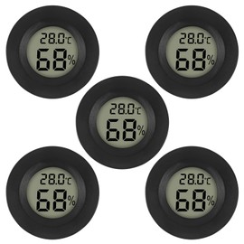 AITRIP 5 x Mini Digital Hygrometer Gauge Indoor Thermometer, Temperatur-Feuchtigkeitsmessgerät für Luftbefeuchter Gewächshaus Gläser Reptilien Gitarrenkoffer, Fahrenheit (℉) oder Celsius(℃) Schwarz