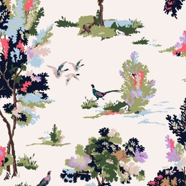 Joules Woodland Scene Dawn Grey Wallpaper