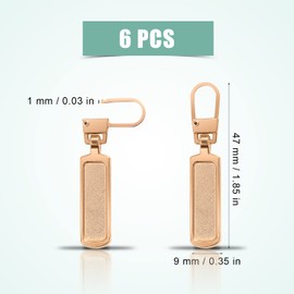 6pcs Zipper Pull Replacement, Zipper Part Replacement Detachable Metal Zipper Pull for Most Items-Purse Jacket Boots Jeans Coat Suitcase Luggage Dresses (Gold)
