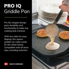 SCANPAN Pro IQ 11” Griddle Pan - Easy-to-Use Nonstick Cookware - Dishwasher, Metal Utensil & Oven Safe - Made by Hand in Denmark