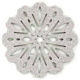 Floral Snowflakes Felt Coasters, Set of 4 (Silver/Green Reversible)