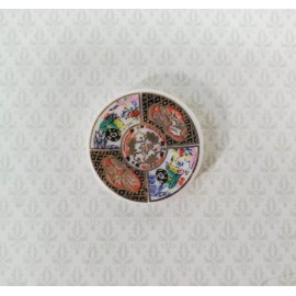 Unbranded Dollhouse Plate Platter Ceramic Imari Style Colorful 1:12 Scale Miniature