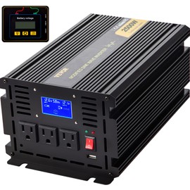 VEVOR Power Inverter, 2500W Modified Sine Wave Inverter, DC 12V to AC 120V Car Converter, with LCD Display, Remote Controller, LED Indicator, AC Outlets Inverter for Truck RV Car Boat Travel Camping